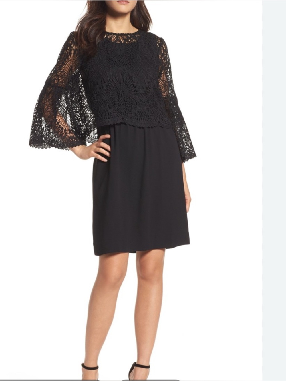 Kobi Halperin Remi Black Lace Overlay Dress NWT L